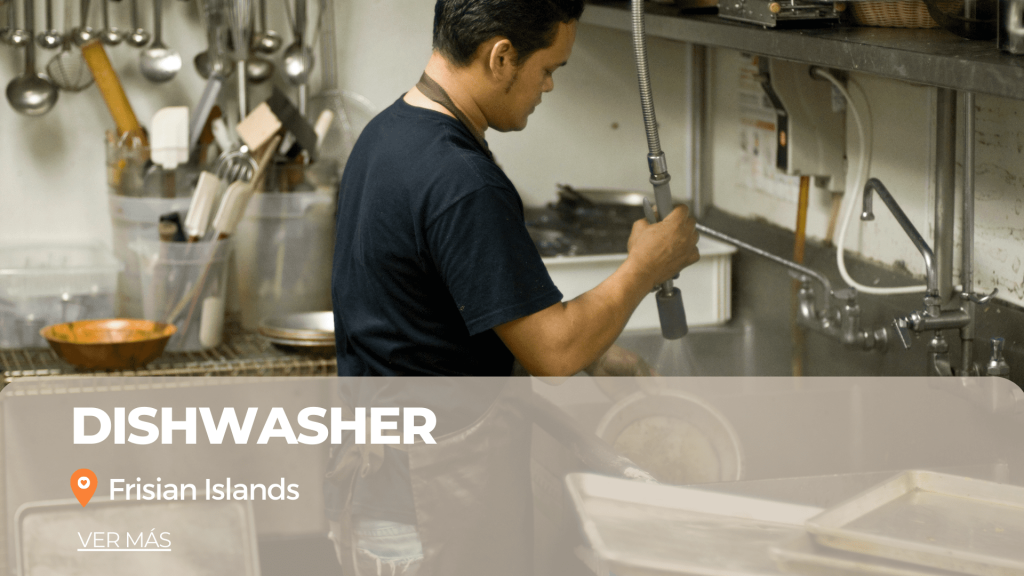Trabajo de lavaplatos de restaurante en las islas Frisias